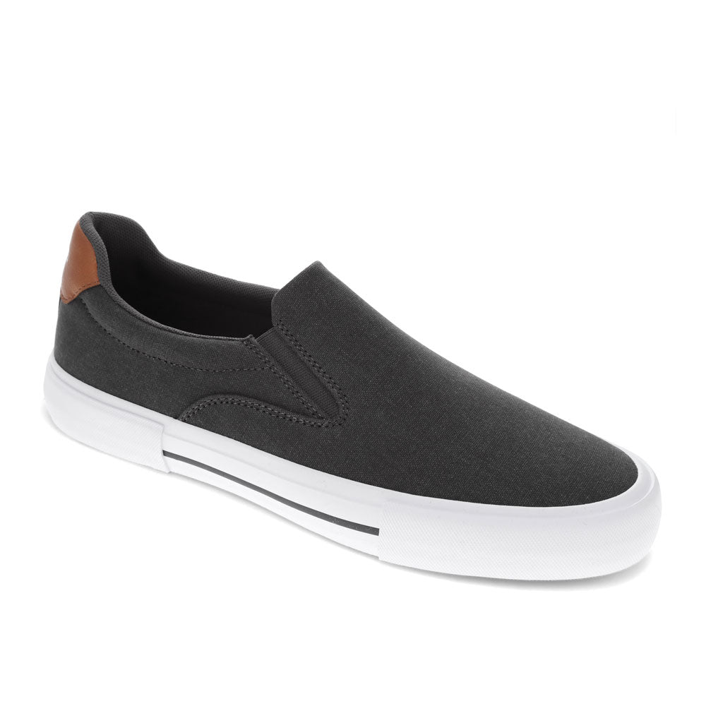 Charcoal/Tan-Levi's Mens Wes Synthetic Leather Casual Slip On Sneaker Shoe