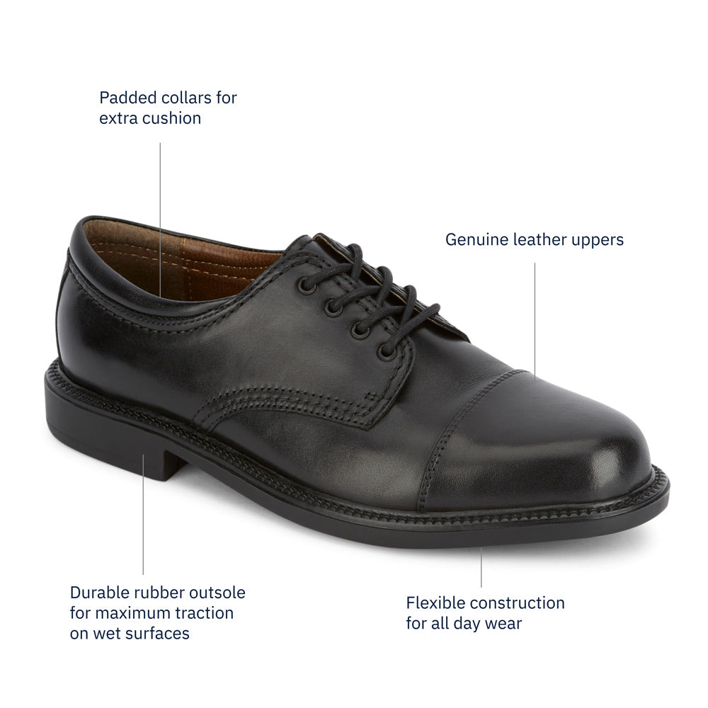 Black-Dockers Mens Gordon Genuine Leather Dress Casual Cap Toe Lace-up Oxford Shoe
