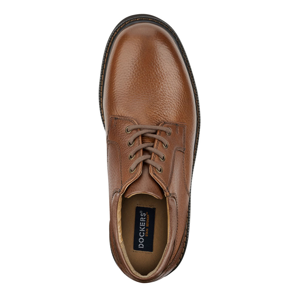 Dark Tan-Dockers Mens Shelter Synthetic Leather Rugged Casual Oxford Shoe - Wide Widths Available