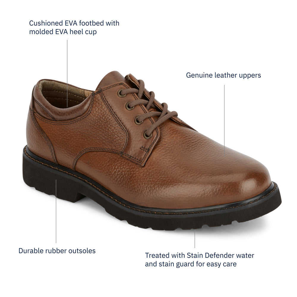 Dark Tan-Dockers Mens Shelter Synthetic Leather Rugged Casual Oxford Shoe - Wide Widths Available