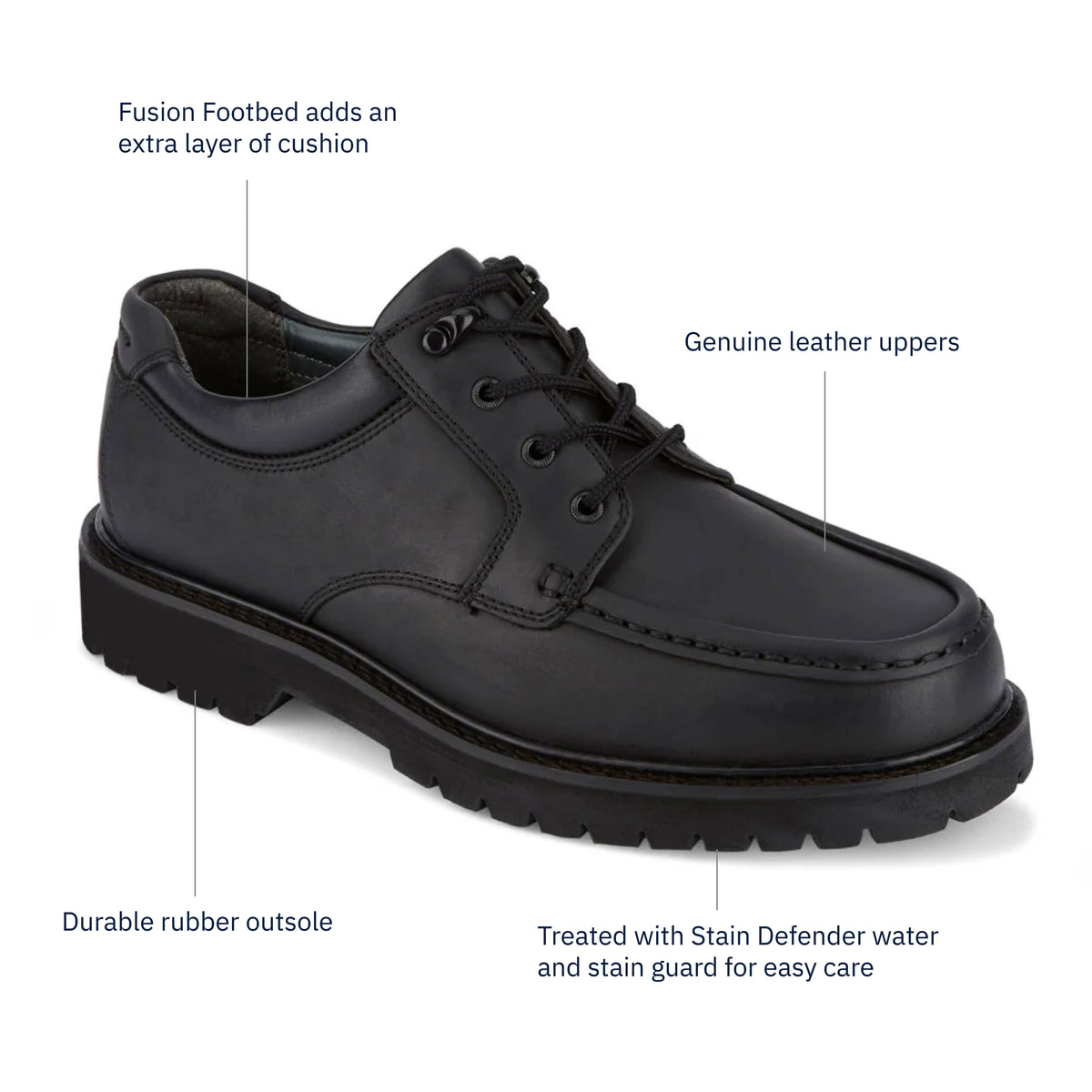 Black-Dockers Mens Glacier Synthetic Leather Rugged Casual Oxford Shoe
