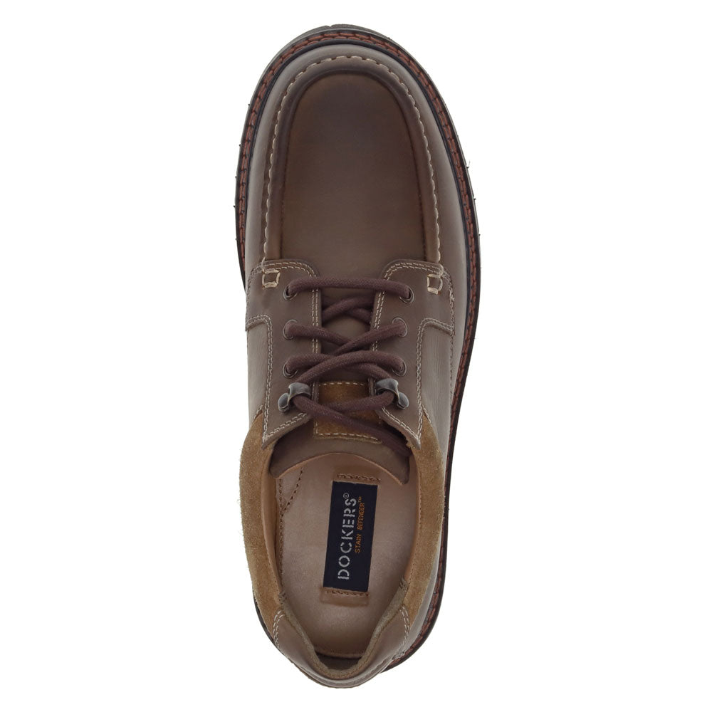 Dark Brown-Dockers Mens Glacier Synthetic Leather Rugged Casual Oxford Shoe
