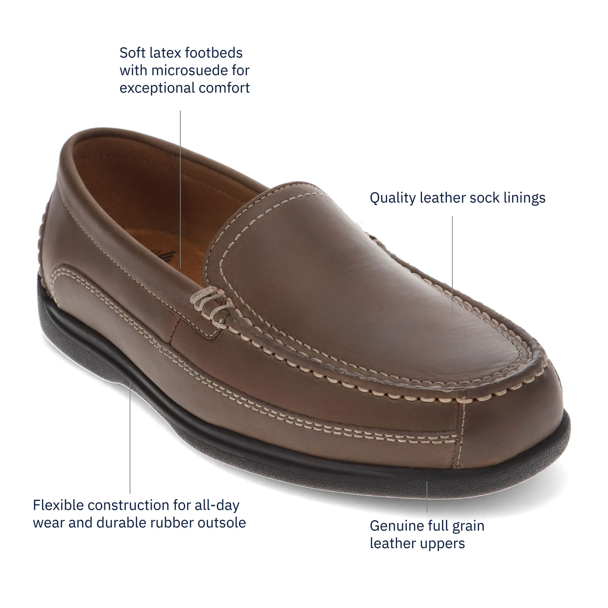 Dark Brown-Dockers Mens Catalina Leather Casual Slip-on Comfort Loafer Shoe