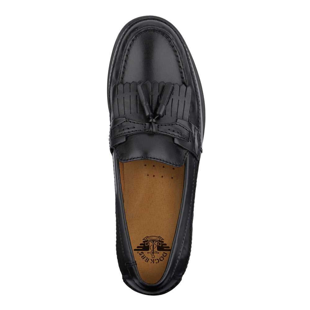 Black-Dockers Mens Sinclair Leather Dress Casual Tassel Slip-on Comfort Loafer Shoe