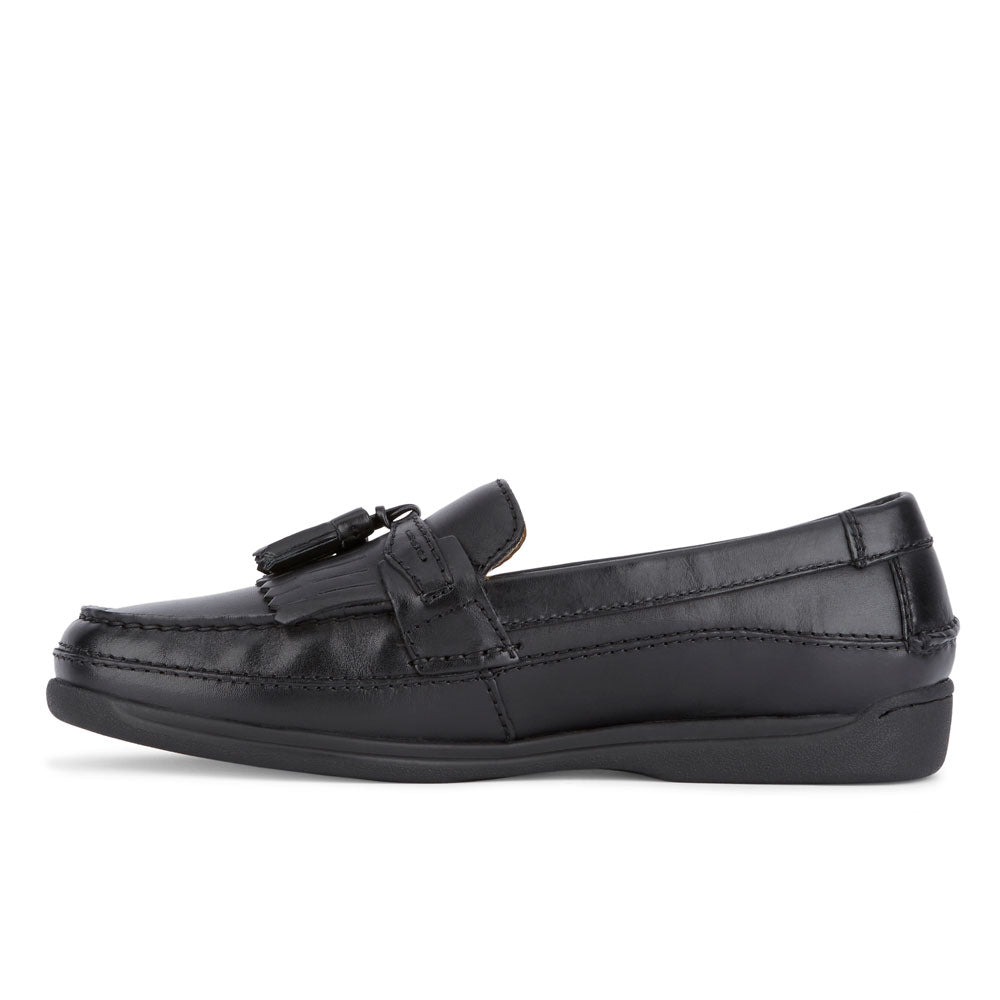 Black-Dockers Mens Sinclair Leather Dress Casual Tassel Slip-on Comfort Loafer Shoe