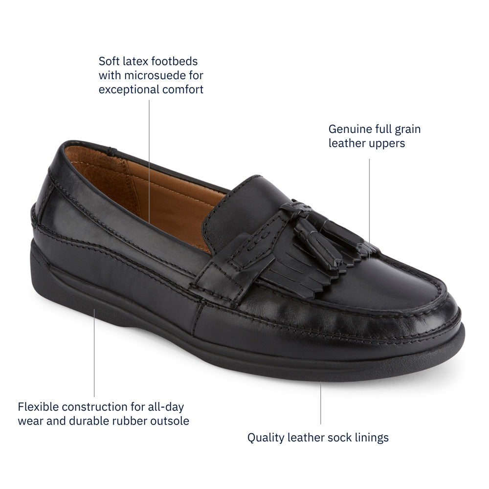Black-Dockers Mens Sinclair Leather Dress Casual Tassel Loafer Shoe