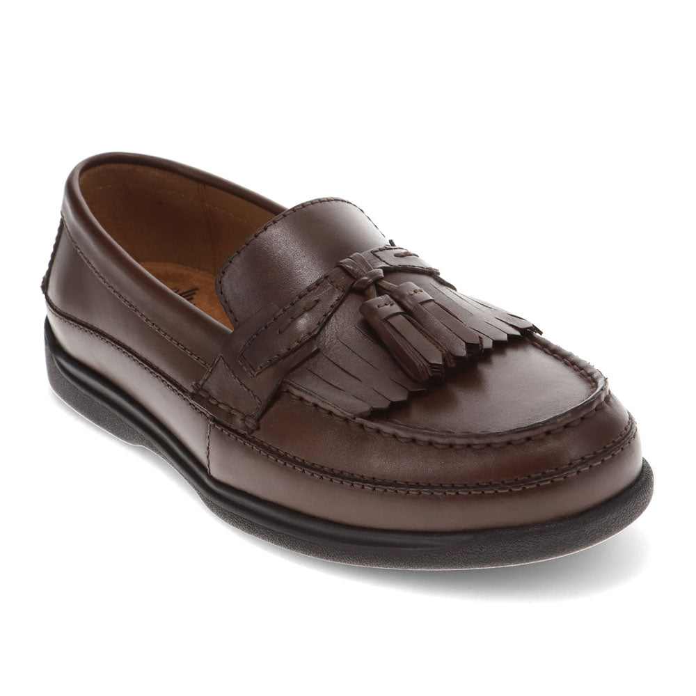 Chestnut-Dockers Mens Sinclair Leather Dress Casual Tassel Slip-on Comfort Loafer Shoe