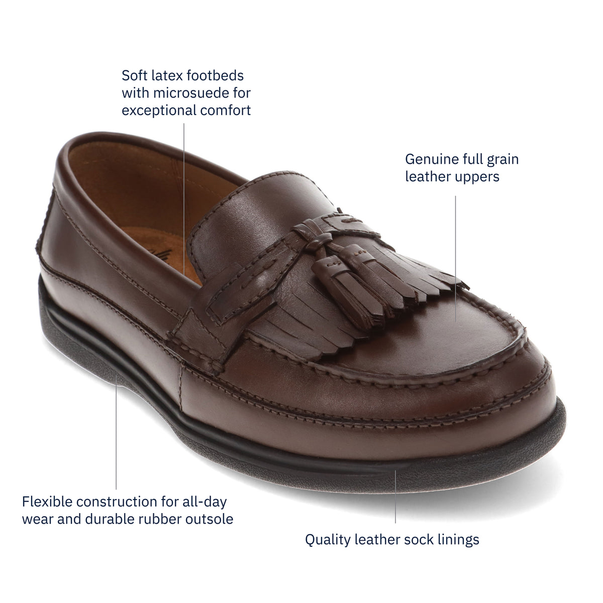 Chestnut-Dockers Mens Sinclair Leather Dress Casual Tassel Slip-on Comfort Loafer Shoe
