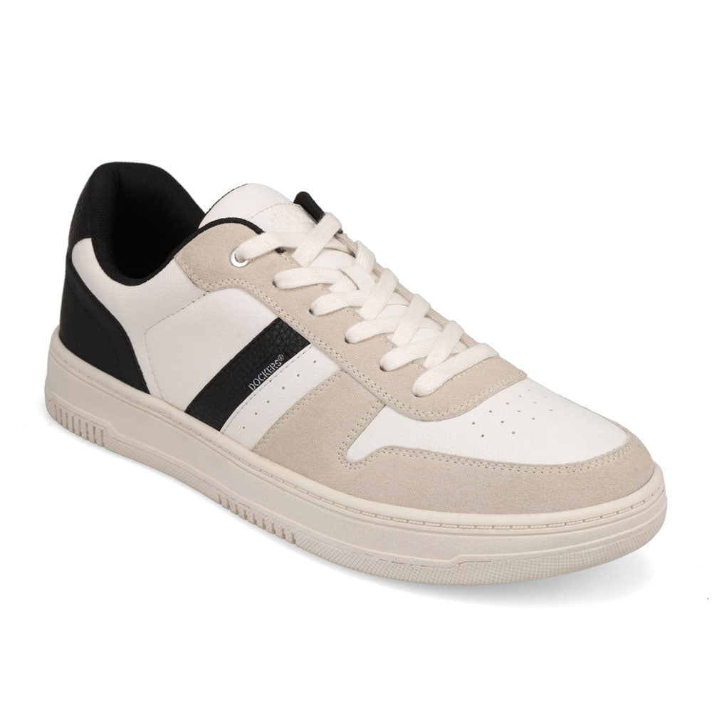 White/Sand/Black-Dockers Mens Energy Lo Casual Lace Up Sneaker Shoe