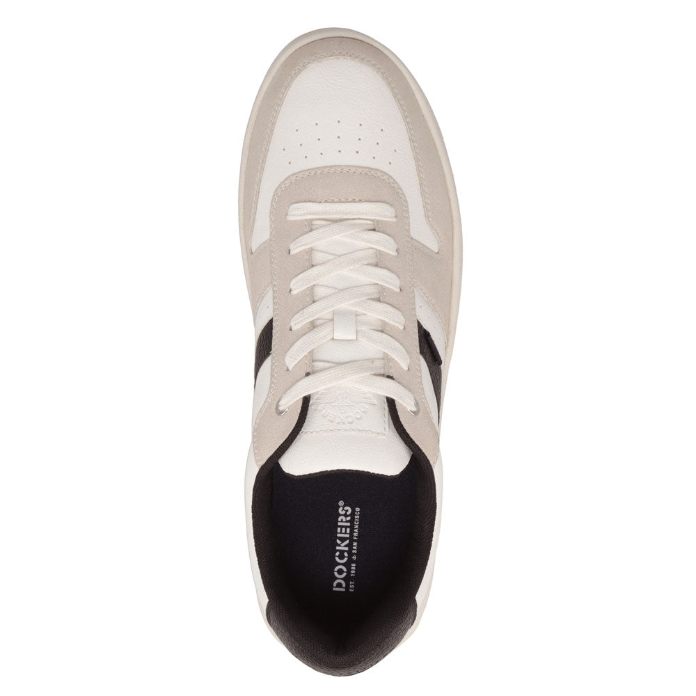 White/Sand/Black-Dockers Mens Energy Lo Casual Lace Up Sneaker Shoe