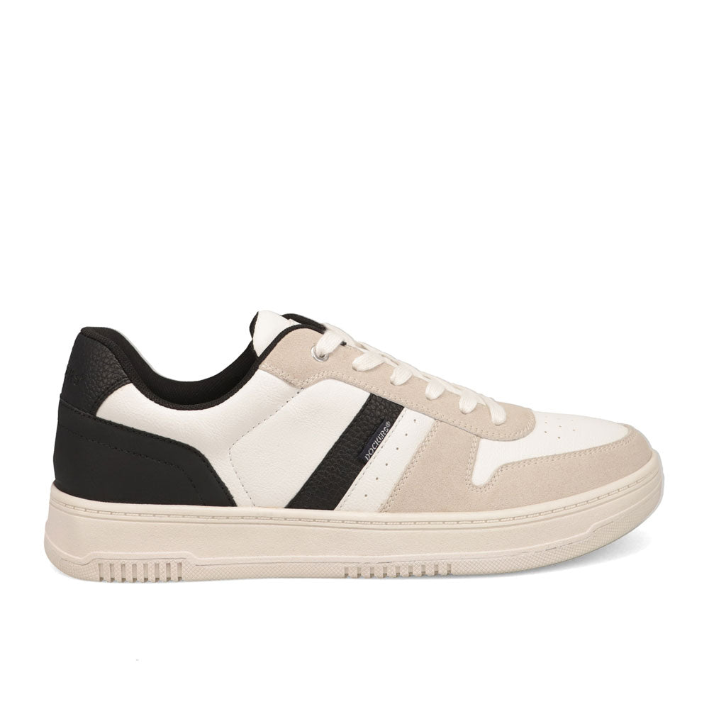 White/Sand/Black-Dockers Mens Energy Lo Casual Lace Up Sneaker Shoe