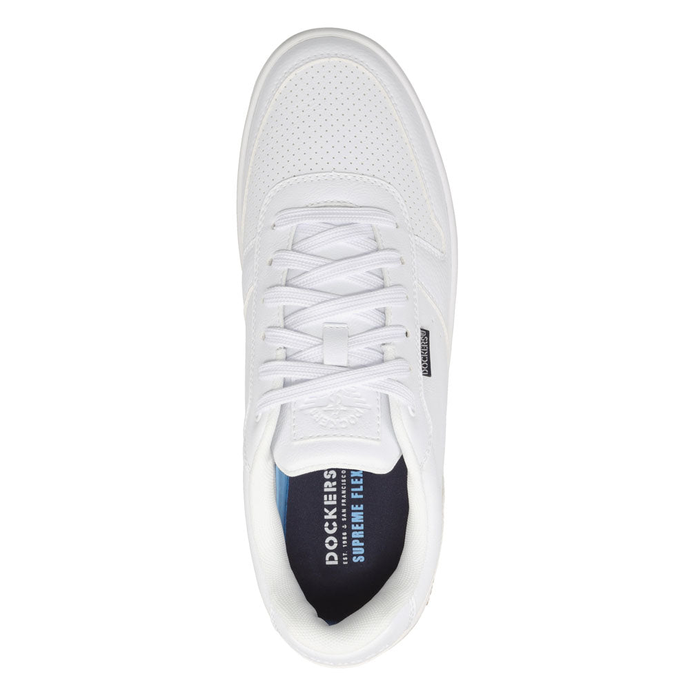 White/Gum-Dockers Mens Energy Lo Synthetic Leather Casual Lace Up Sneaker Shoe