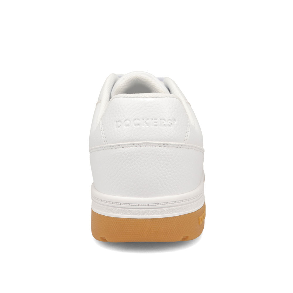 White/Gum-Dockers Mens Energy Lo Synthetic Leather Casual Lace Up Sneaker Shoe