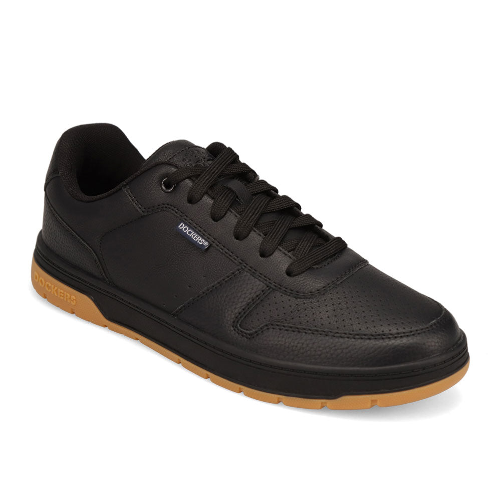 Black/Gum-Dockers Mens Energy Lo Synthetic Leather Casual Lace Up Sneaker Shoe
