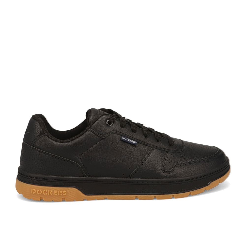 Black/Gum-Dockers Mens Energy Lo Synthetic Leather Casual Lace Up Sneaker Shoe