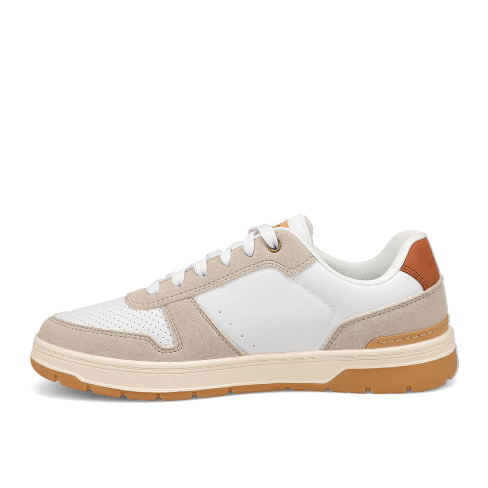 White/Cement/Tan-Dockers Mens Energy Lo Synthetic Leather Casual Lace Up Sneaker Shoe