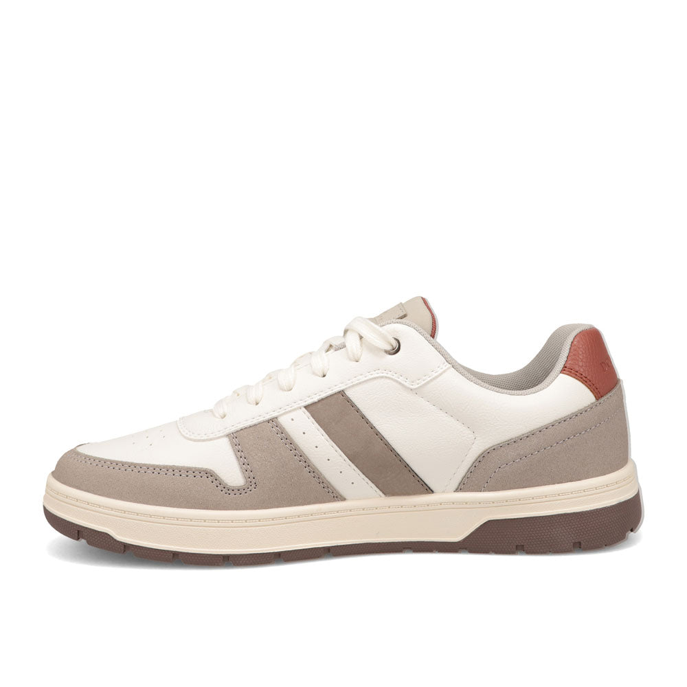 White/Cappuccino/Mocha-Dockers Mens Energy Lo Synthetic Leather Casual Lace Up Sneaker Shoe