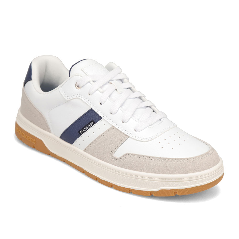 White/Natural/ Vintage Indigo-Dockers Mens Energy Lo Casual Lace Up Sneaker Shoe