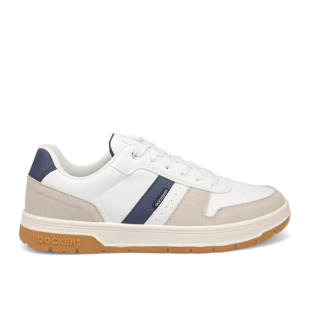 White/Natural/ Vintage Indigo-Dockers Mens Energy Lo Casual Lace Up Sneaker Shoe