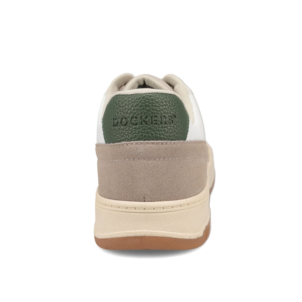 White/Cappuccino/Green-Dockers Mens Energy Lo Casual Lace Up Sneaker Shoe