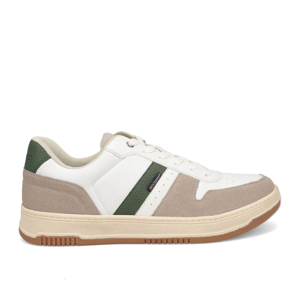 White/Cappuccino/Green-Dockers Mens Energy Lo Casual Lace Up Sneaker Shoe