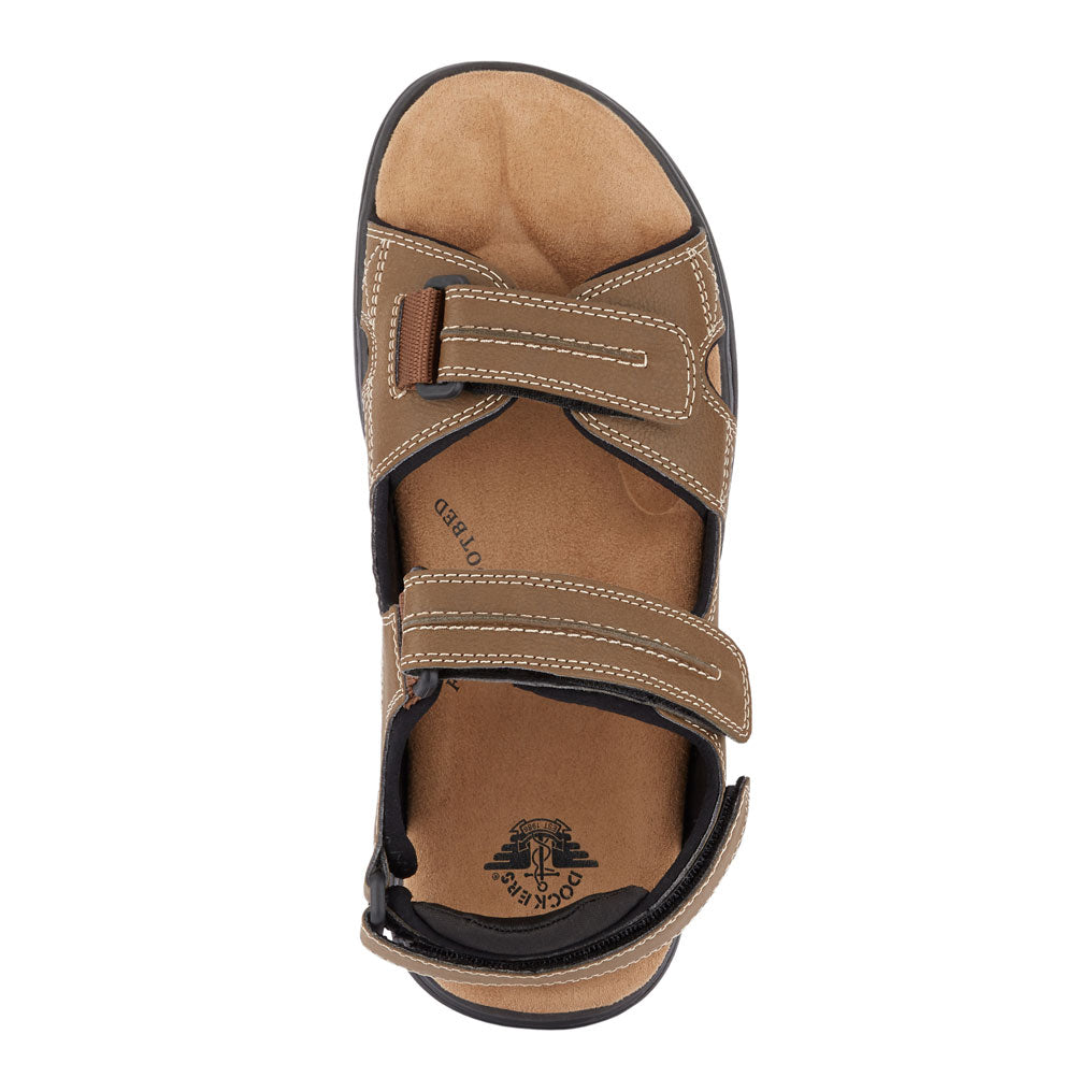 Dark Tan-Dockers Mens Newpage Casual Comfort Outdoor Sport Adjustable Sandal Shoe