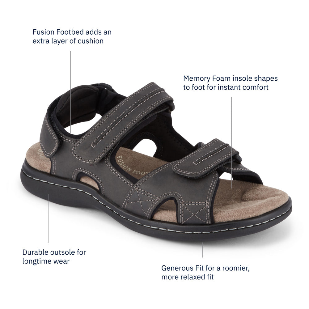 Grey-Dockers Mens Newpage Casual Comfort Outdoor Sport Adjustable Sandal Shoe