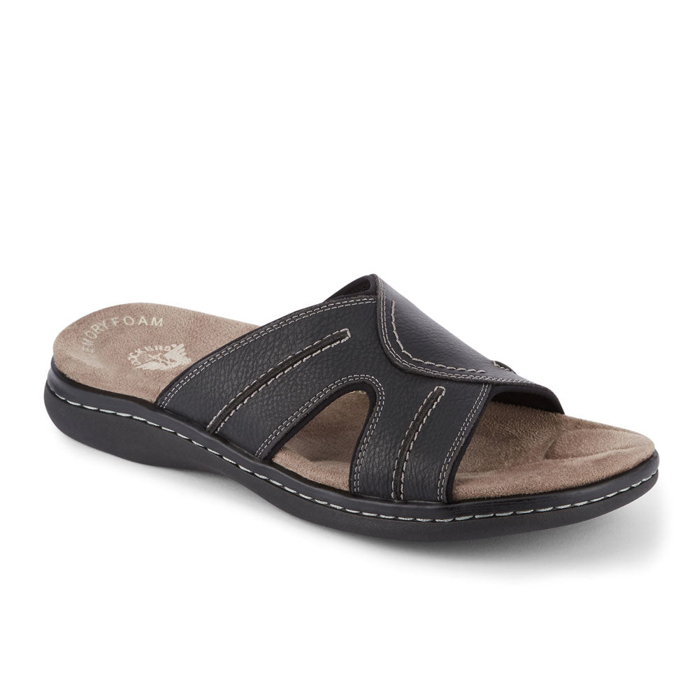 Black-Dockers Mens Sunland Casual Comfort Outdoor Slip-on Slide Sandal Shoe