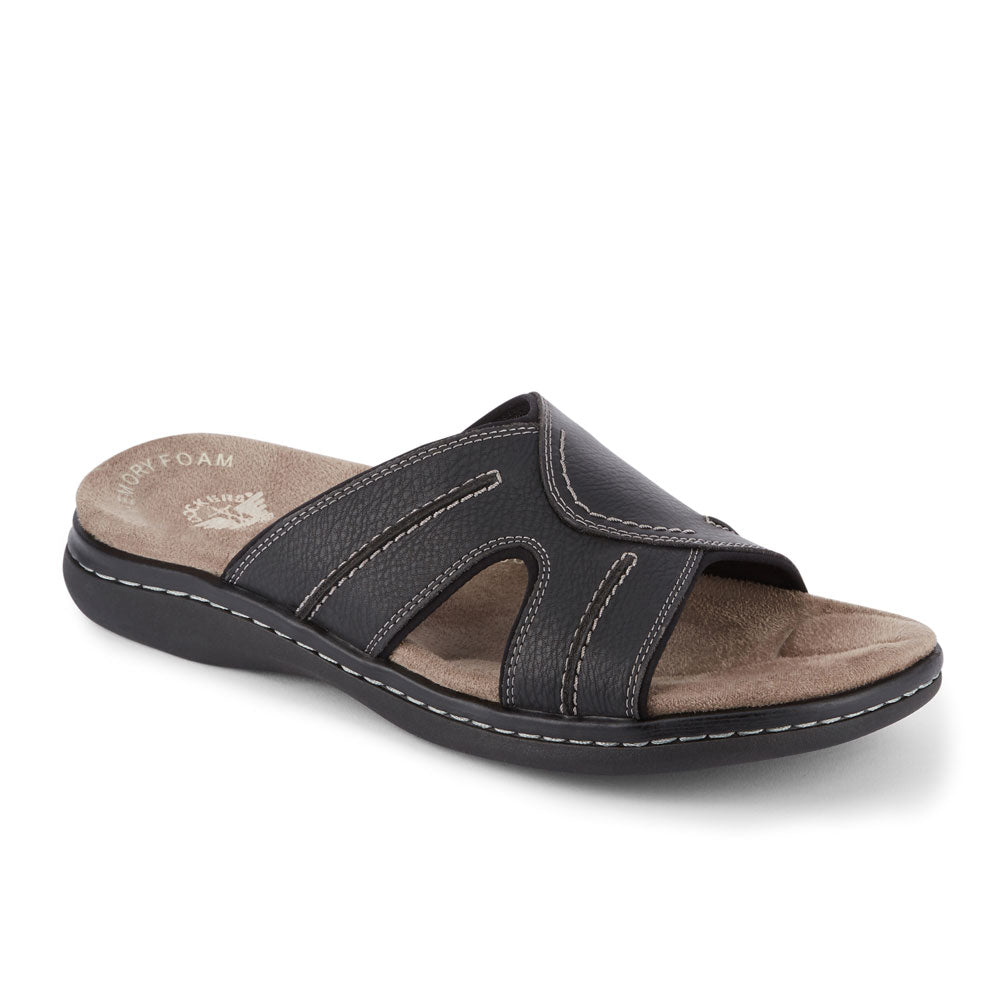 Dark Brown-Dockers Mens Sunland Casual Comfort Outdoor Slip-on Slide Sandal Shoe