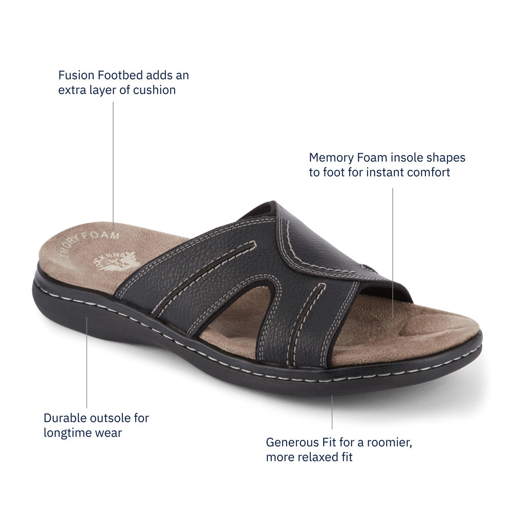 Black-Dockers Mens Sunland Casual Comfort Outdoor Slip-on Slide Sandal Shoe