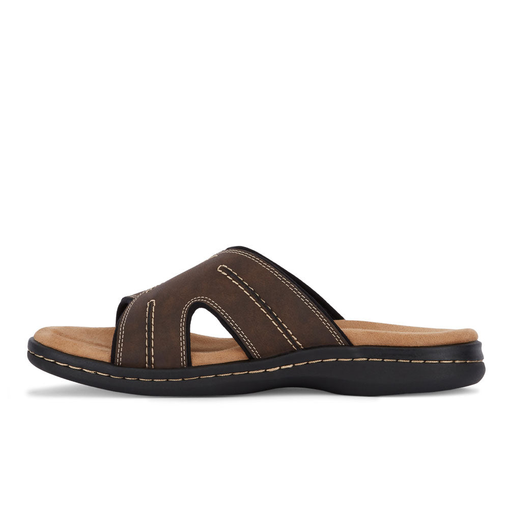 Dark Brown-Dockers Mens Sunland Casual Comfort Outdoor Slip-on Slide Sandal Shoe