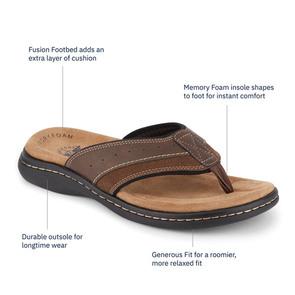 Dockers Sandals Mens 12 M Laguna Flip Flop Dark Tan Memory Foam Insole Shoes NEW Dockers Sandals Mens 12 M Laguna Flip Flop Dark Tan Memory  main image 4