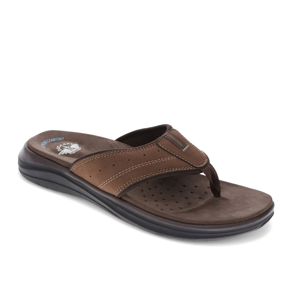 Dark Tan-Dockers Mens Banks Casual Flip Flop Sandal Shoe