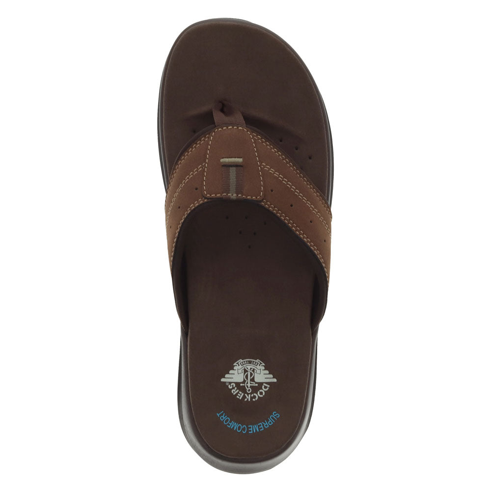 Dark Tan-Dockers Mens Banks Casual Flip Flop Sandal Shoe