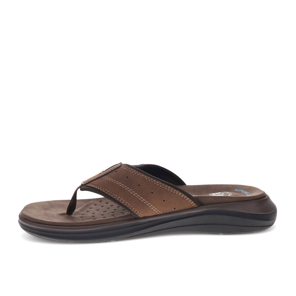 Dark Tan-Dockers Mens Banks Casual Flip Flop Sandal Shoe