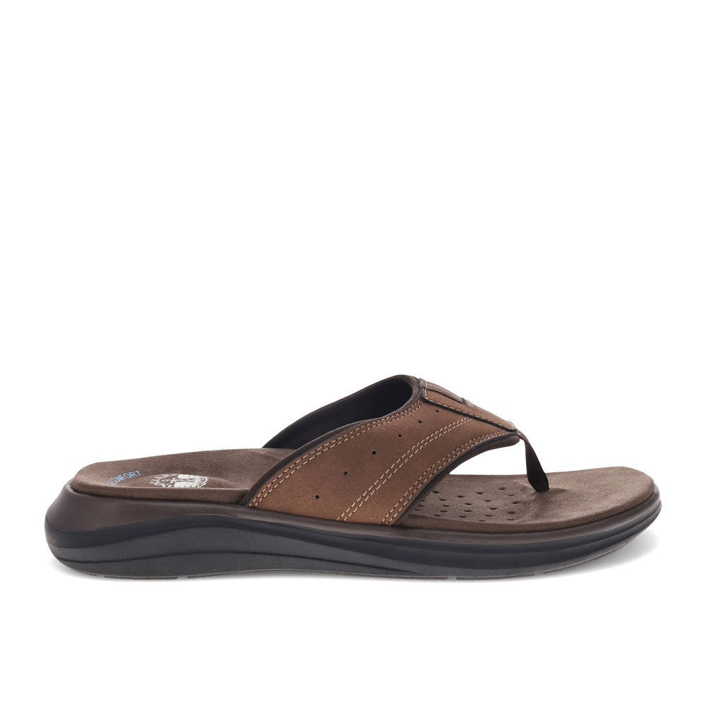 Dark Tan-Dockers Mens Banks Casual Flip Flop Sandal Shoe