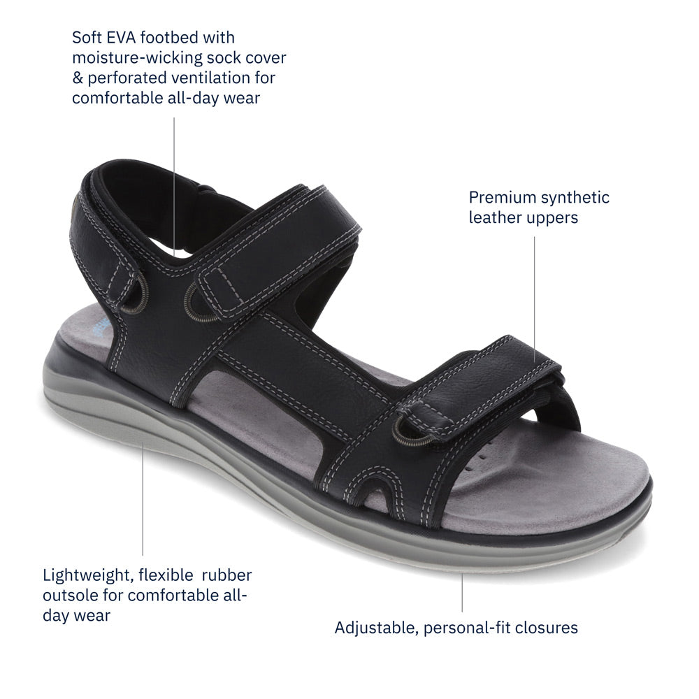 Black-Dockers Mens Bradburn Outdoor Sport Sandal Shoe