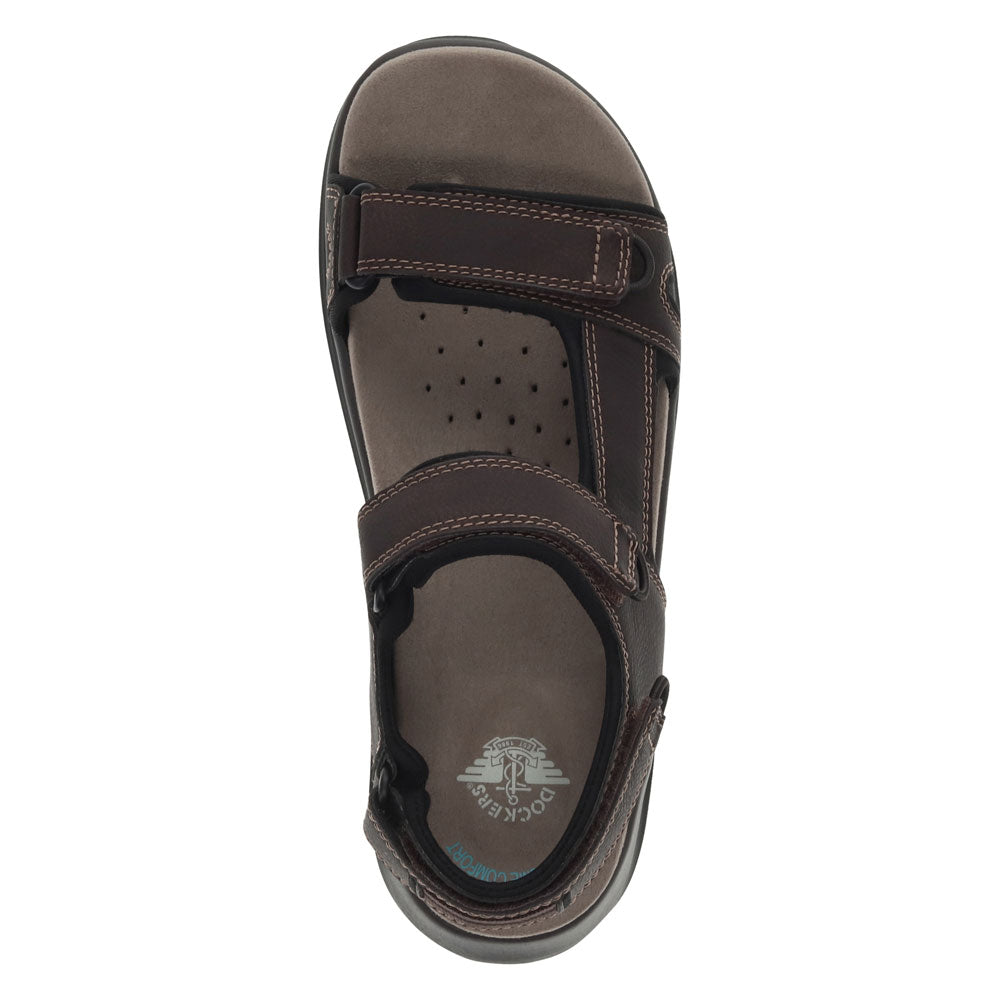 Dark Brown/Black-Dockers Mens Bradburn Outdoor Sport Sandal Shoe