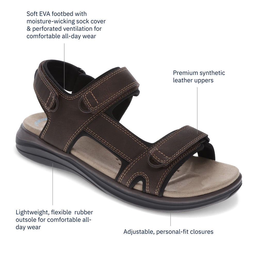 Dark Brown/Black-Dockers Mens Bradburn Outdoor Sport Sandal Shoe