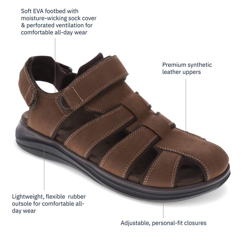 Dark Tan-Dockers Mens Byrd Outdoor Sport Fisherman Sandal Shoe