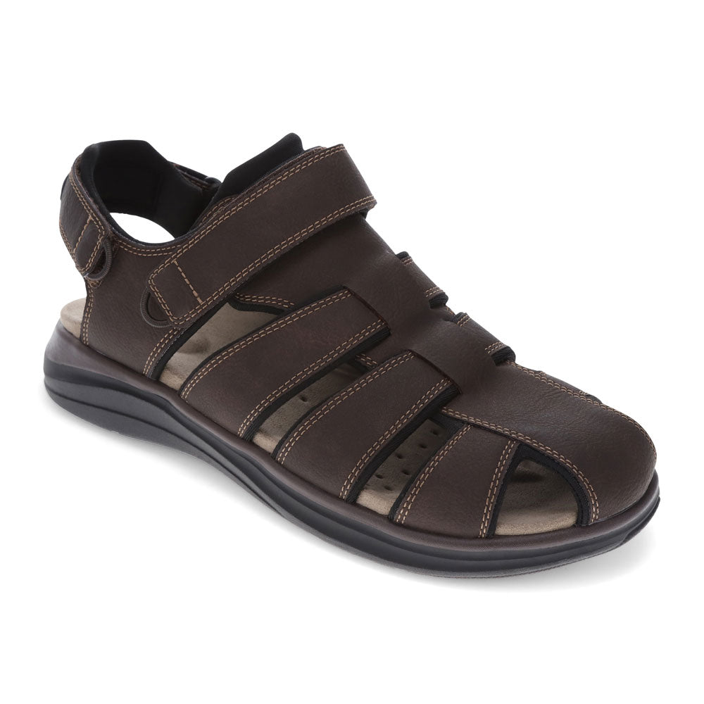 Dark Brown/Black-Dockers Mens Byrd Outdoor Sport Fisherman Sandal Shoe