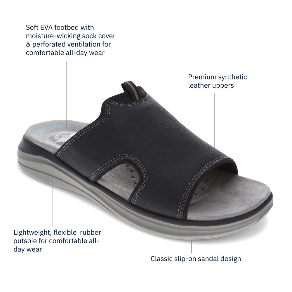Black-Dockers Mens Barlin Casual Slide Sandal Shoe