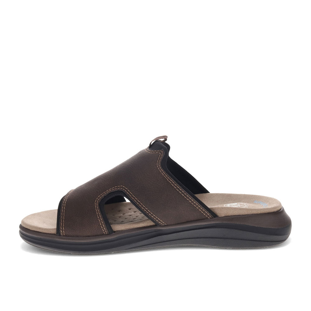 Dark Brown/Black-Dockers Mens Barlin Casual Slide Sandal Shoe