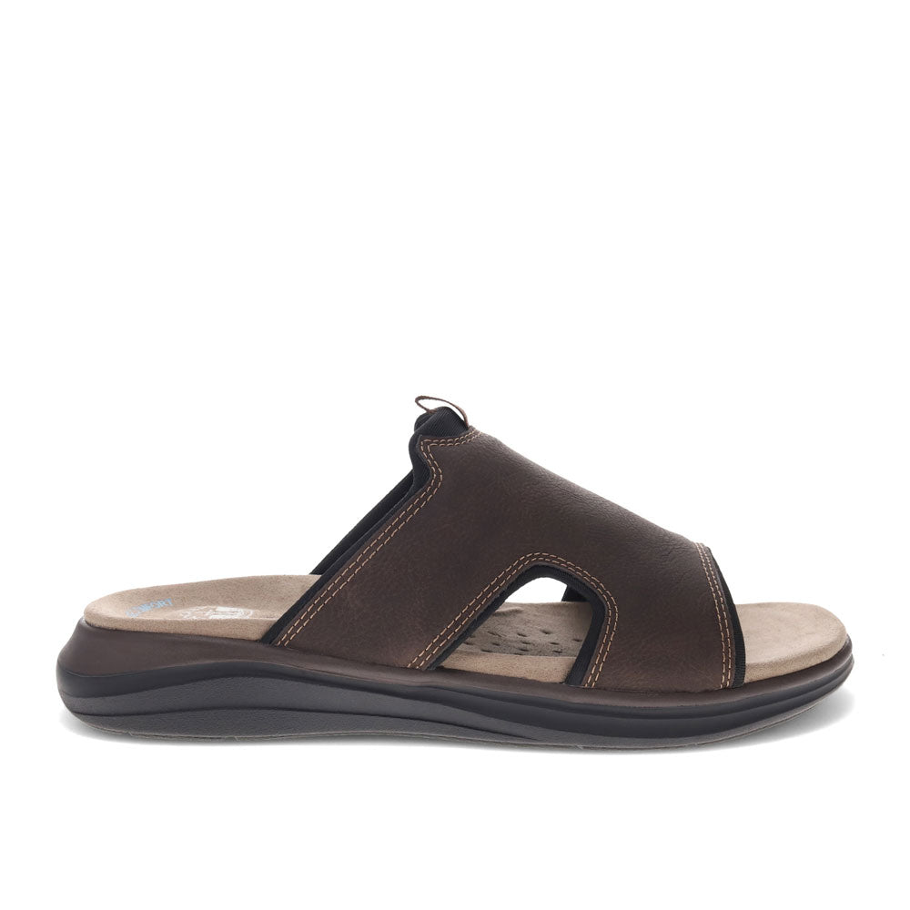Dark Brown/Black-Dockers Mens Barlin Casual Slide Sandal Shoe