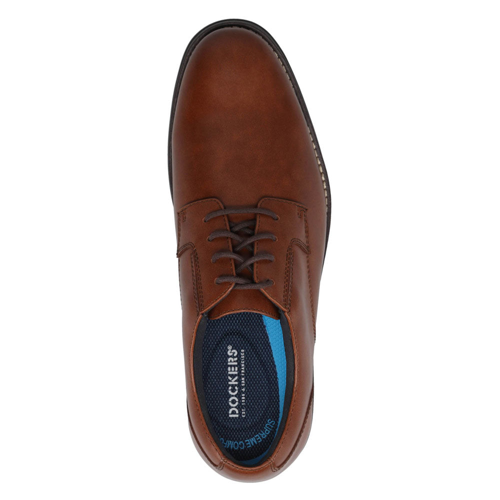 Cognac-Dockers Mens Bridgeport Polished Lace-Up Oxford Dress Shoe