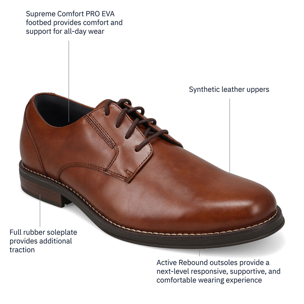 Cognac-Dockers Mens Bridgeport Polished Lace-Up Oxford Dress Shoe