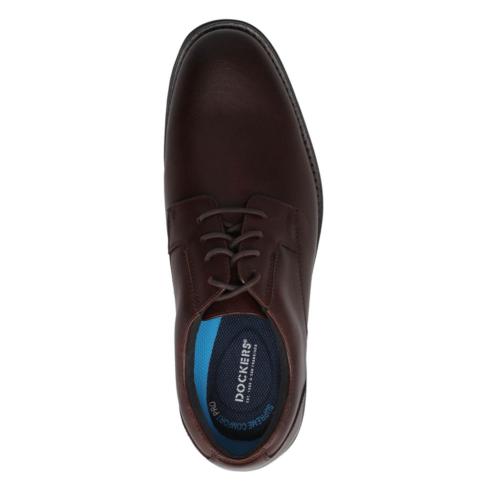 Cognac-Dockers Mens Belvedere Polished Lace-Up Oxford Dress Shoe
