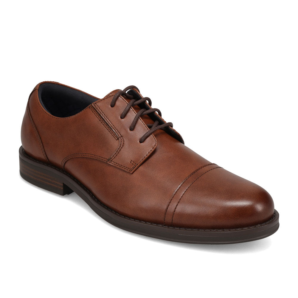Cognac-Dockers Mens Belvedere Polished Lace-Up Oxford Dress Shoe