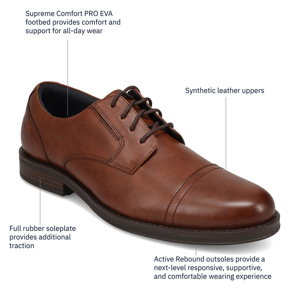 Cognac-Dockers Mens Belvedere Polished Lace-Up Oxford Dress Shoe