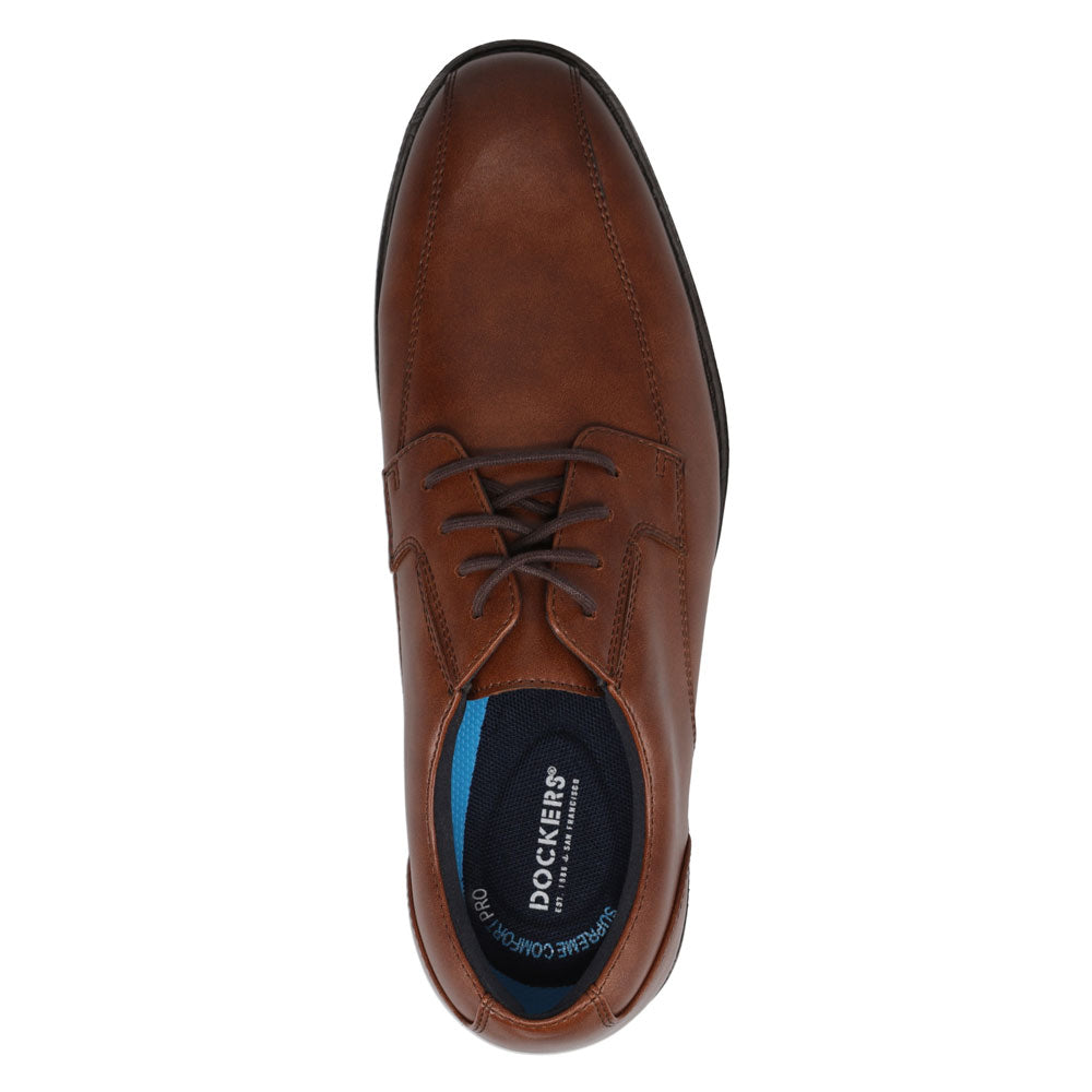 Cognac-Dockers Mens Bainbridge Polished Lace-Up Oxford Dress Shoe